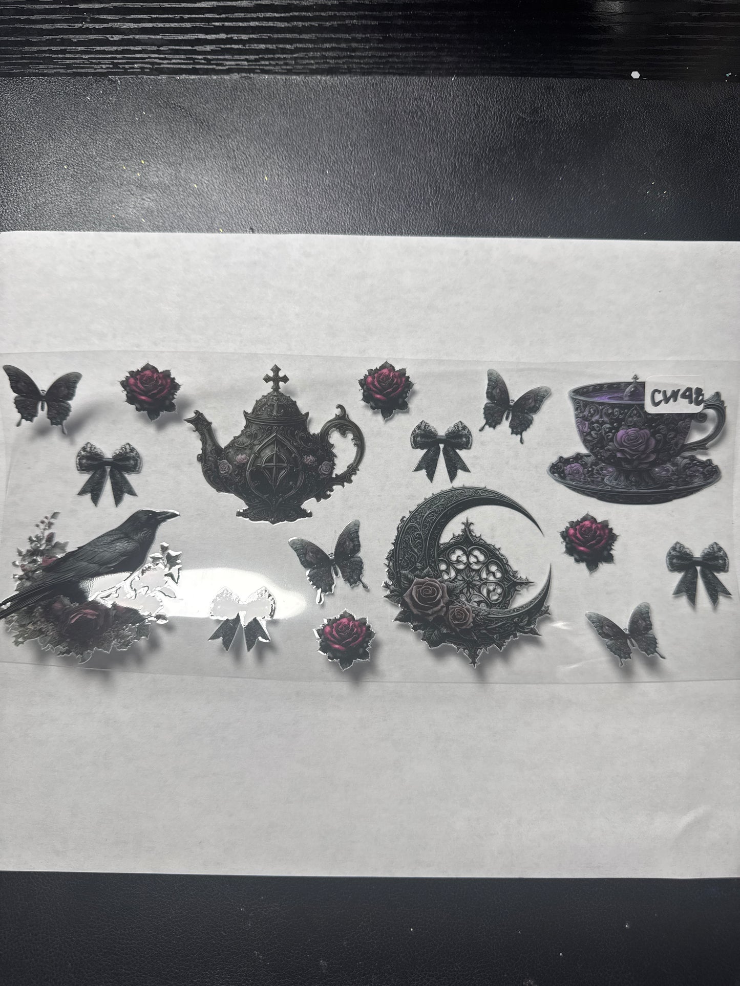 CW48 Dark moons flowers and butterflies crystal and witchy style uvdtf wrap