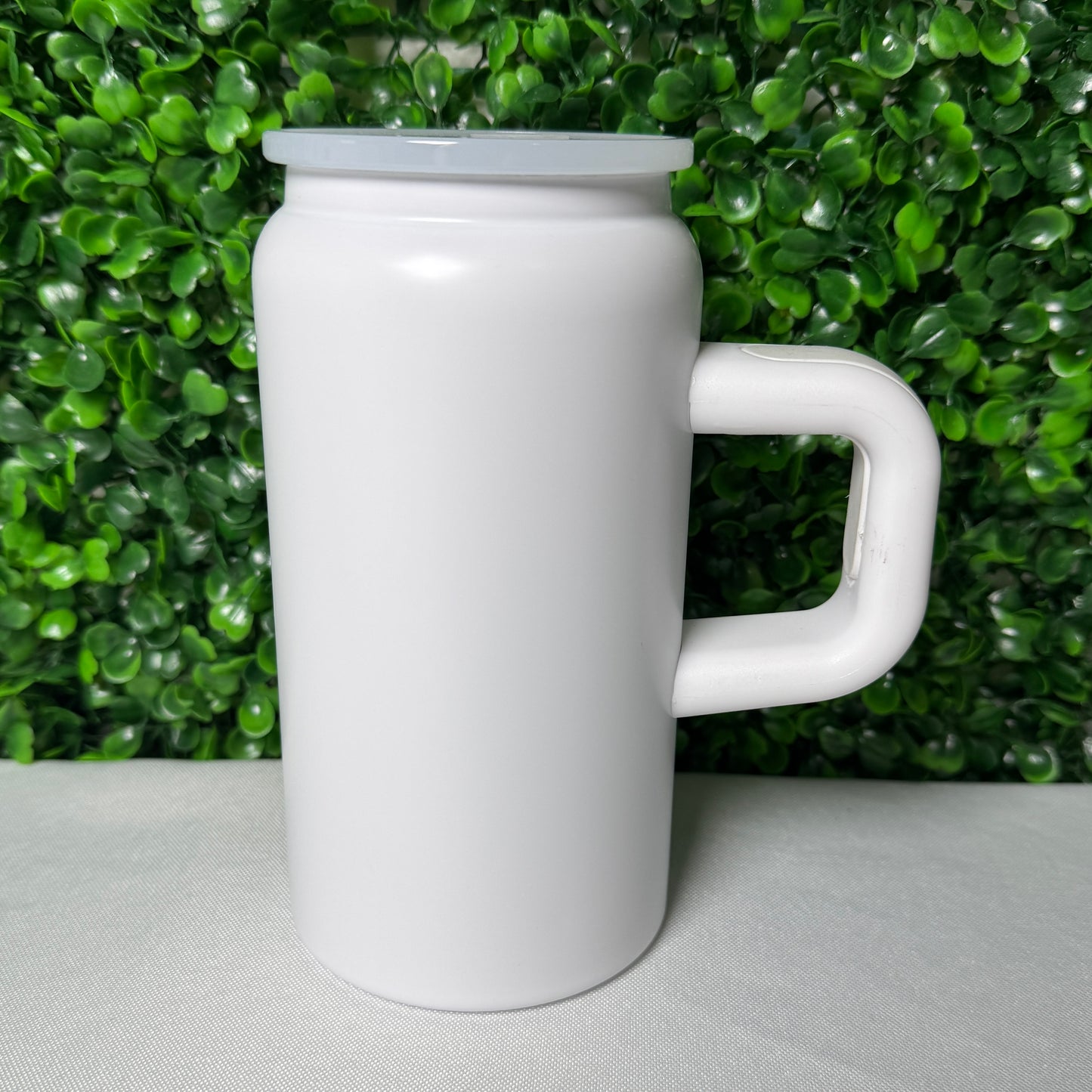 White Stainless Steel Cup with handle