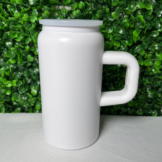 White Stainless Steel Cup with handle