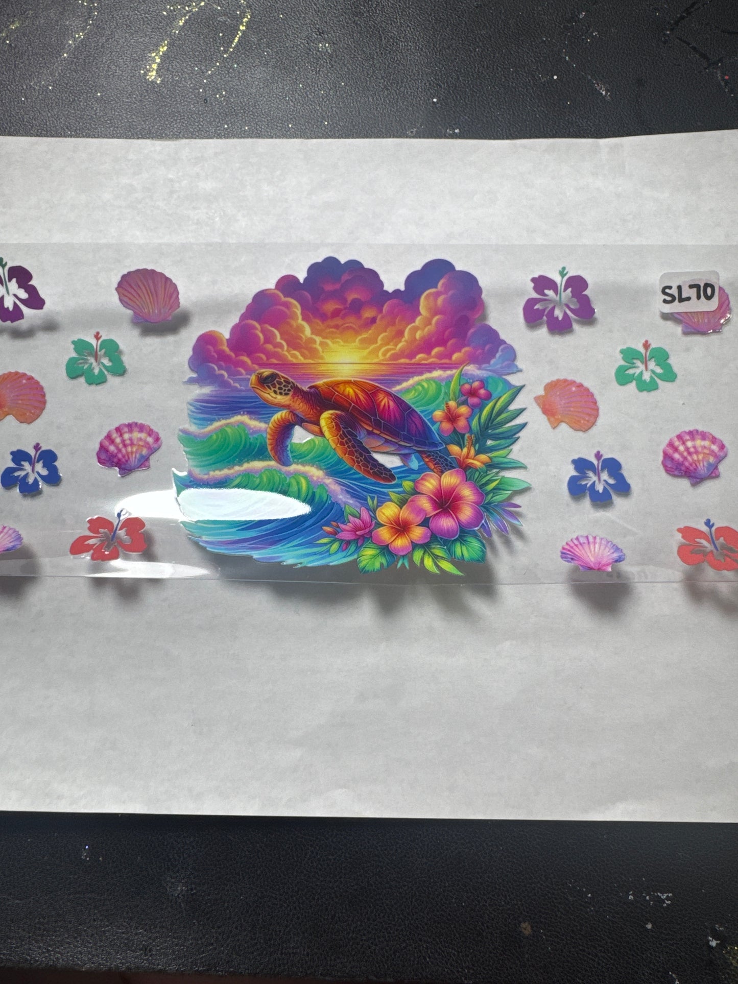 SL70 Turtle with shells and flowers uvdtf wrap