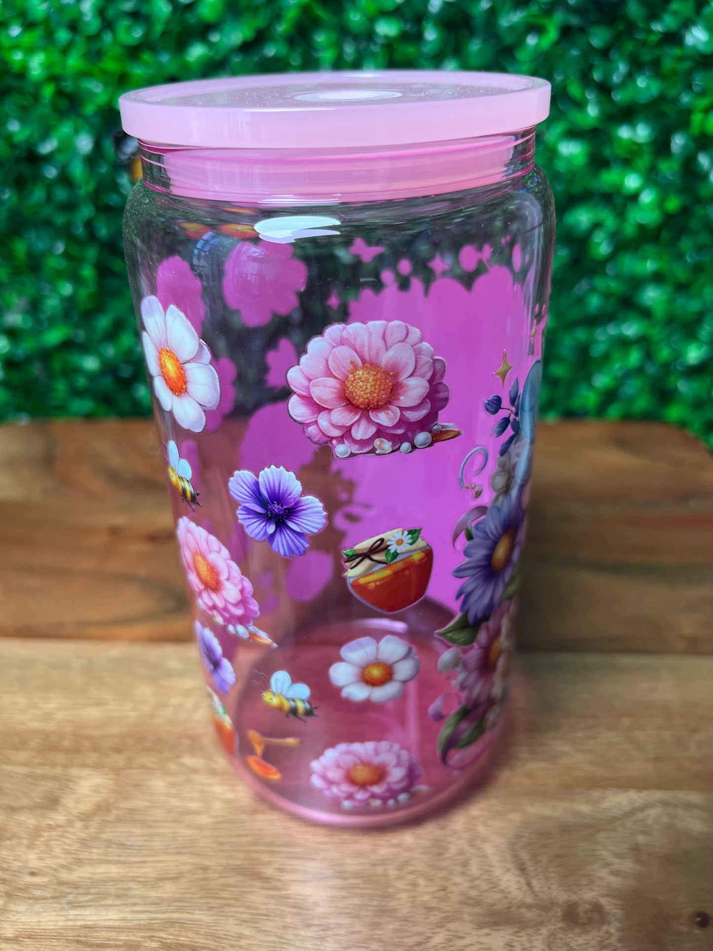 16oz Bee UVDTF Glass Cup