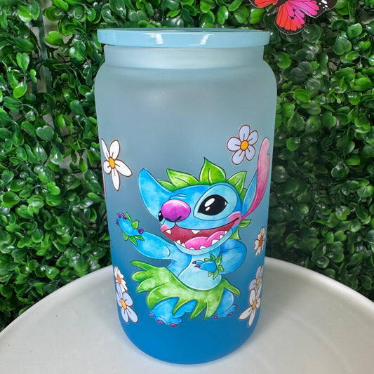 16oz Blue alien UVDTF cup