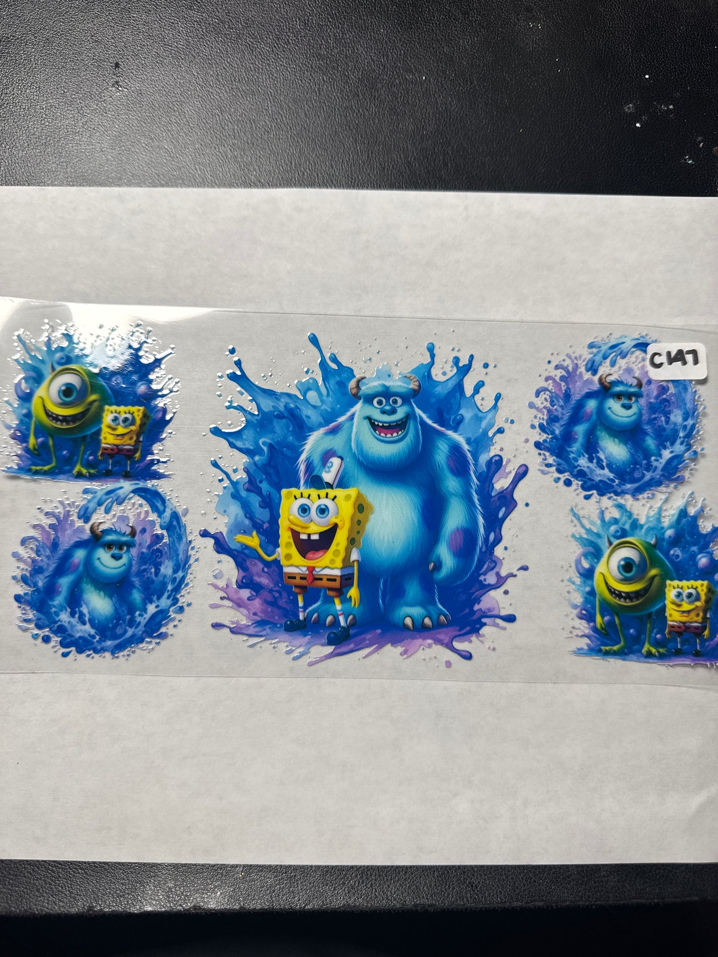 C147 blue monster and yellow sponge uvdtf wrap