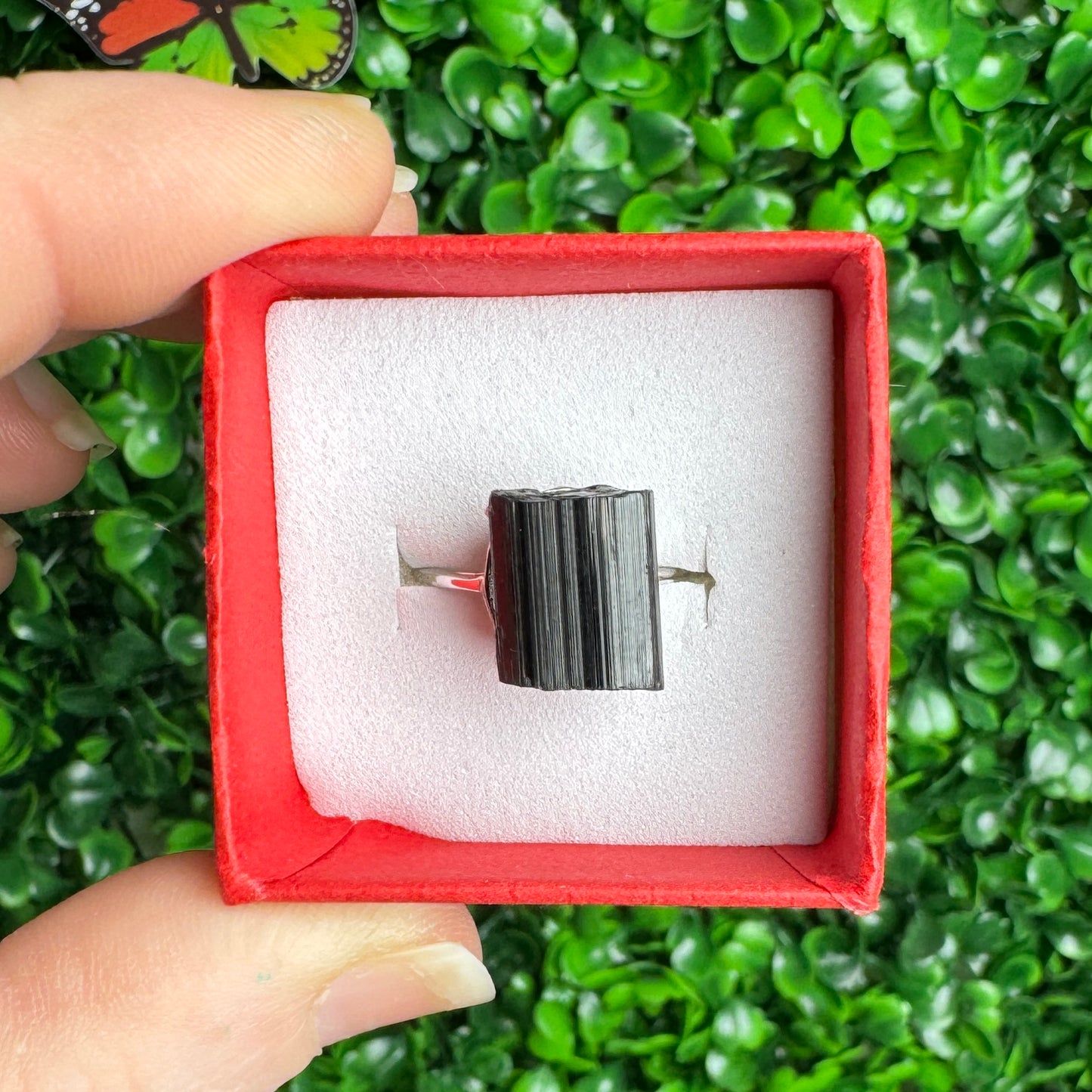 Black Tourmaline Ring 925 sterling silver adjustable