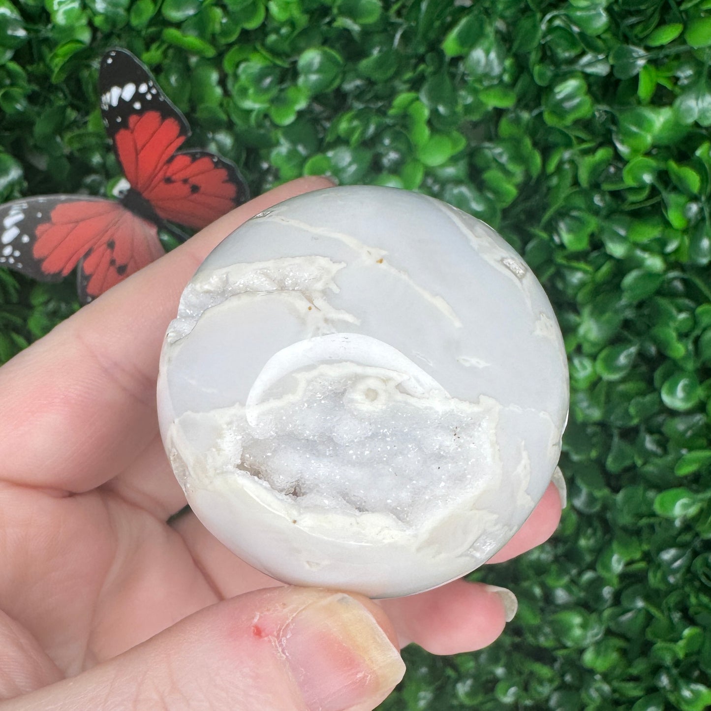 White Plume Agate Sphere