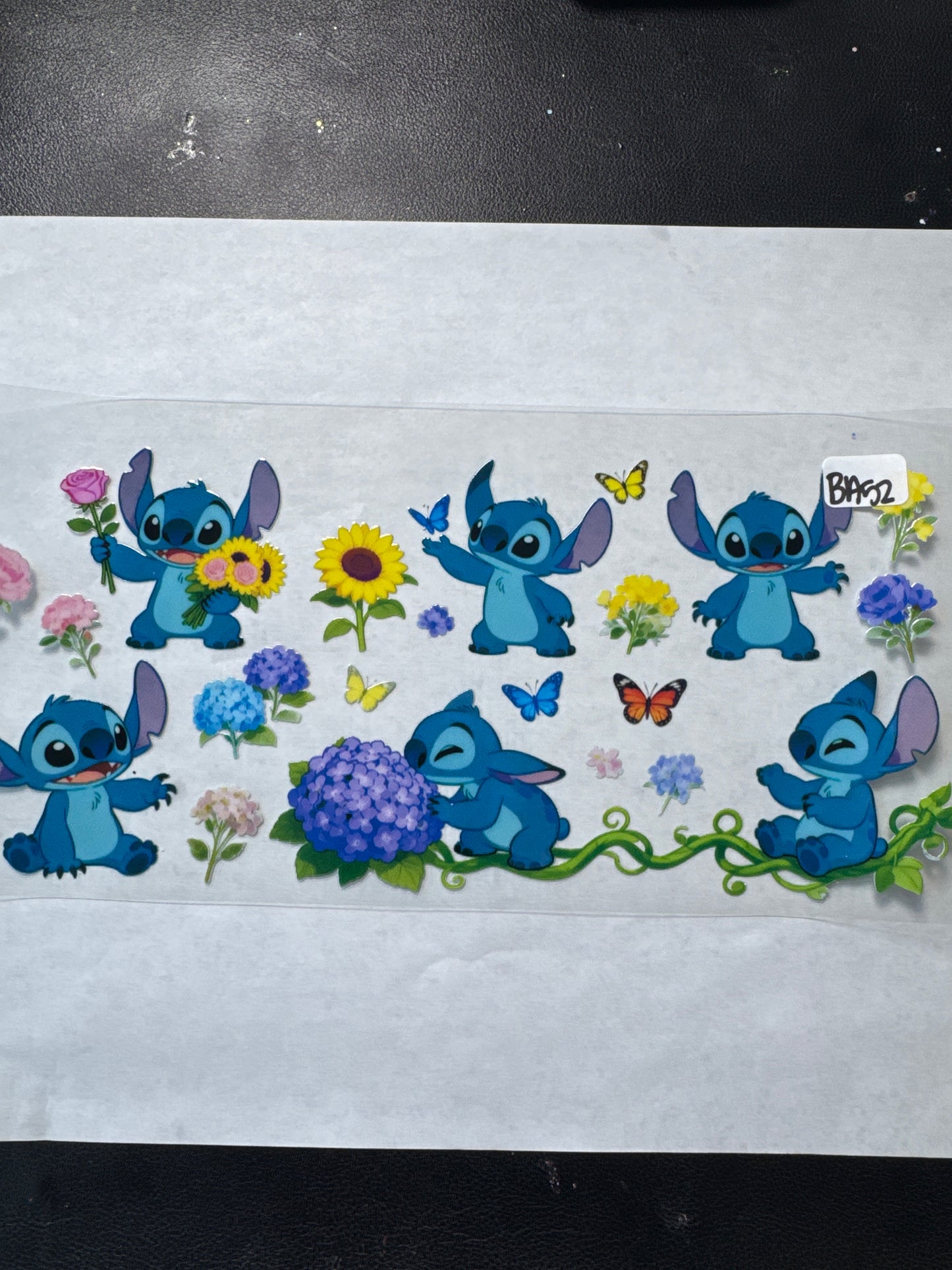 BA 52 Blue alien with flowers uvdtf wrap