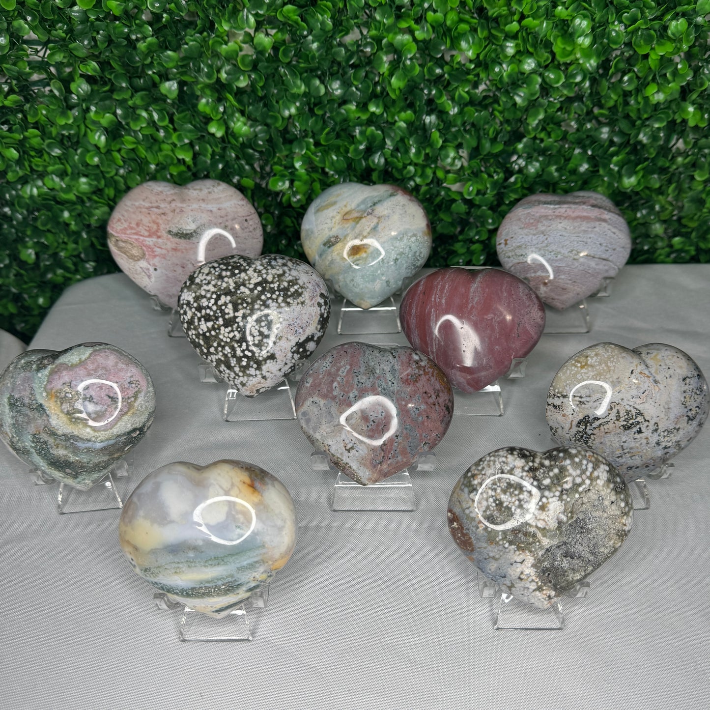 Sea Jasper Heart Carvings