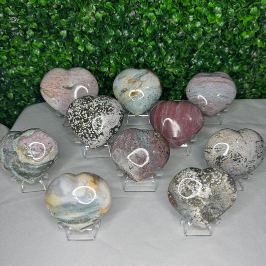 Sea Jasper Heart Carvings