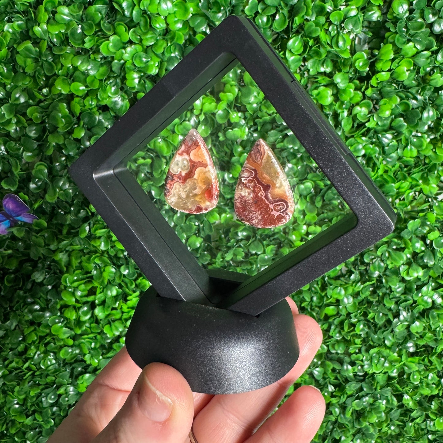 Crazy Lace Agate Tear shape Cabochon Pair