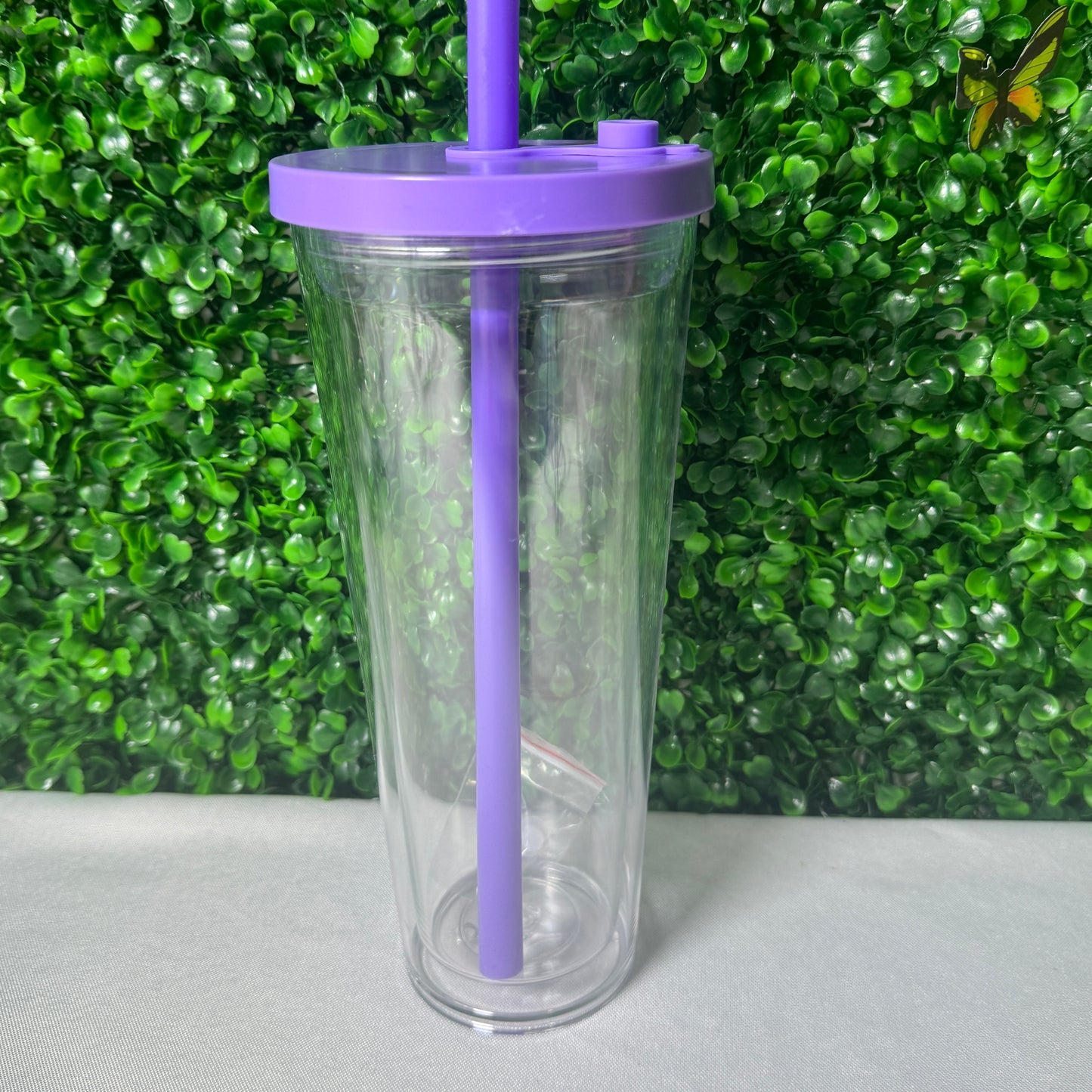 24oz Colored Acrylic Snowglobe Tumbler with colored straw