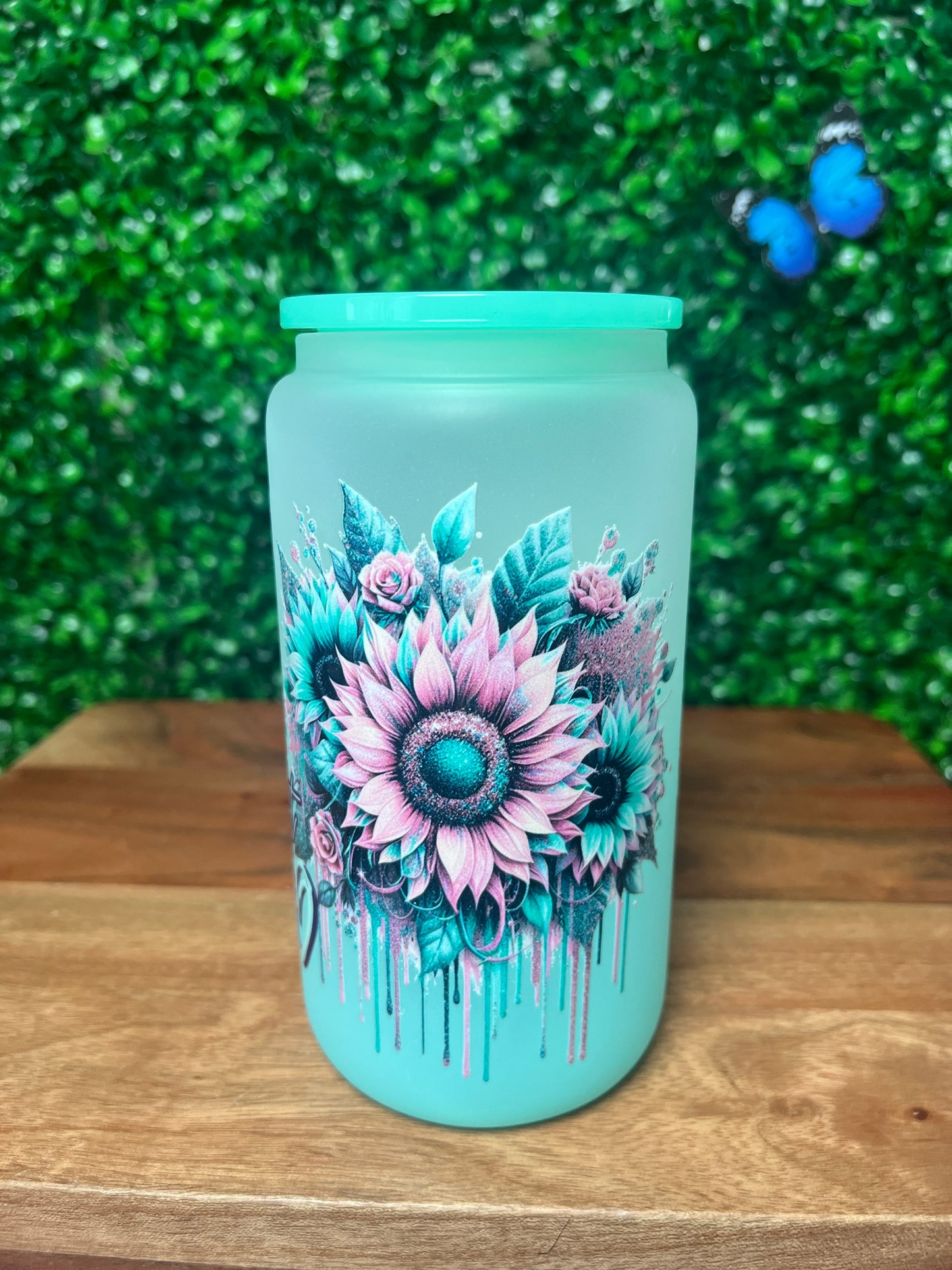 16oz Flower UVDTF Glass Cup