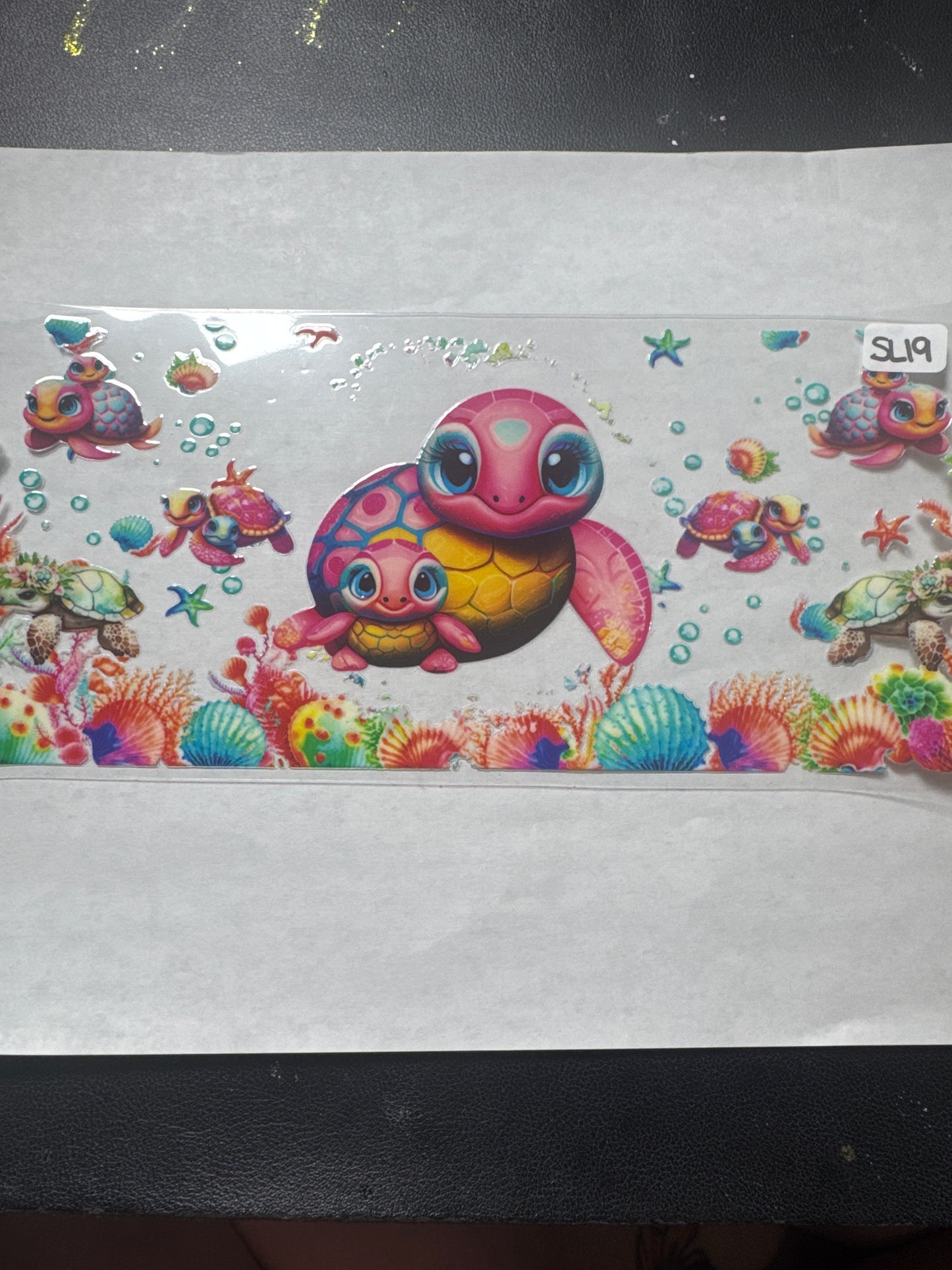 SL19 Pink turtles uvdtf wrap