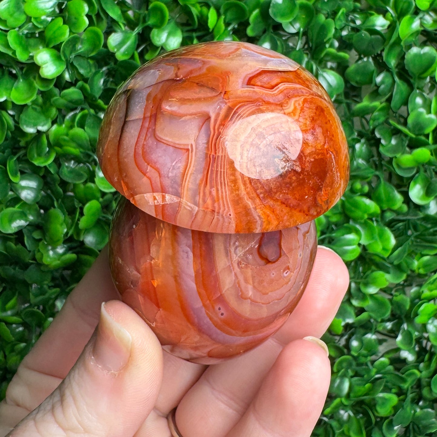 Carnelian mushroom carving