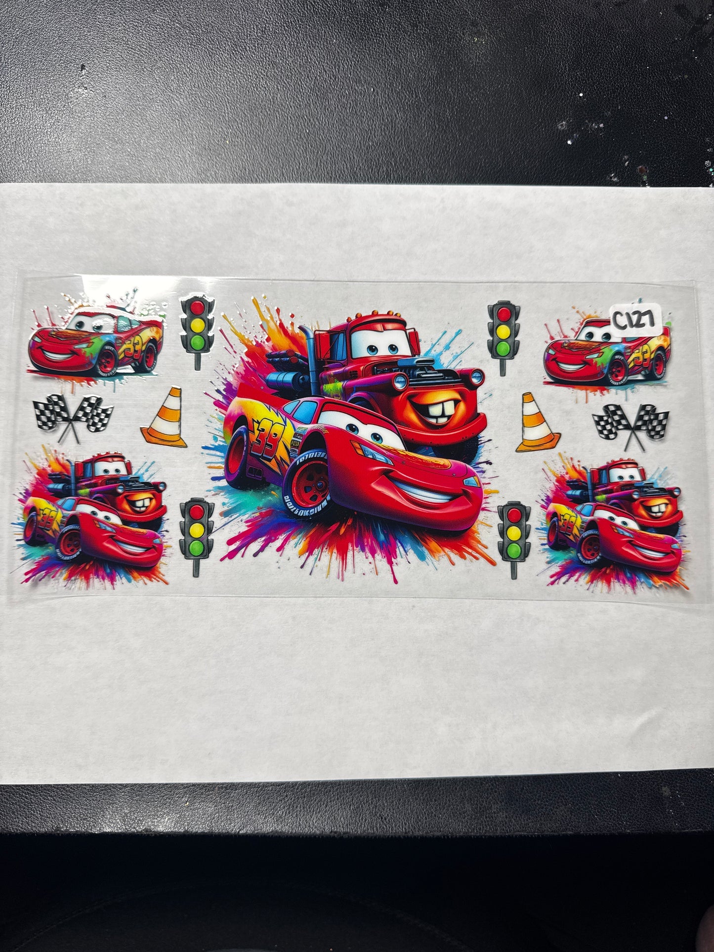 C127 Red car character uvdtf wrap