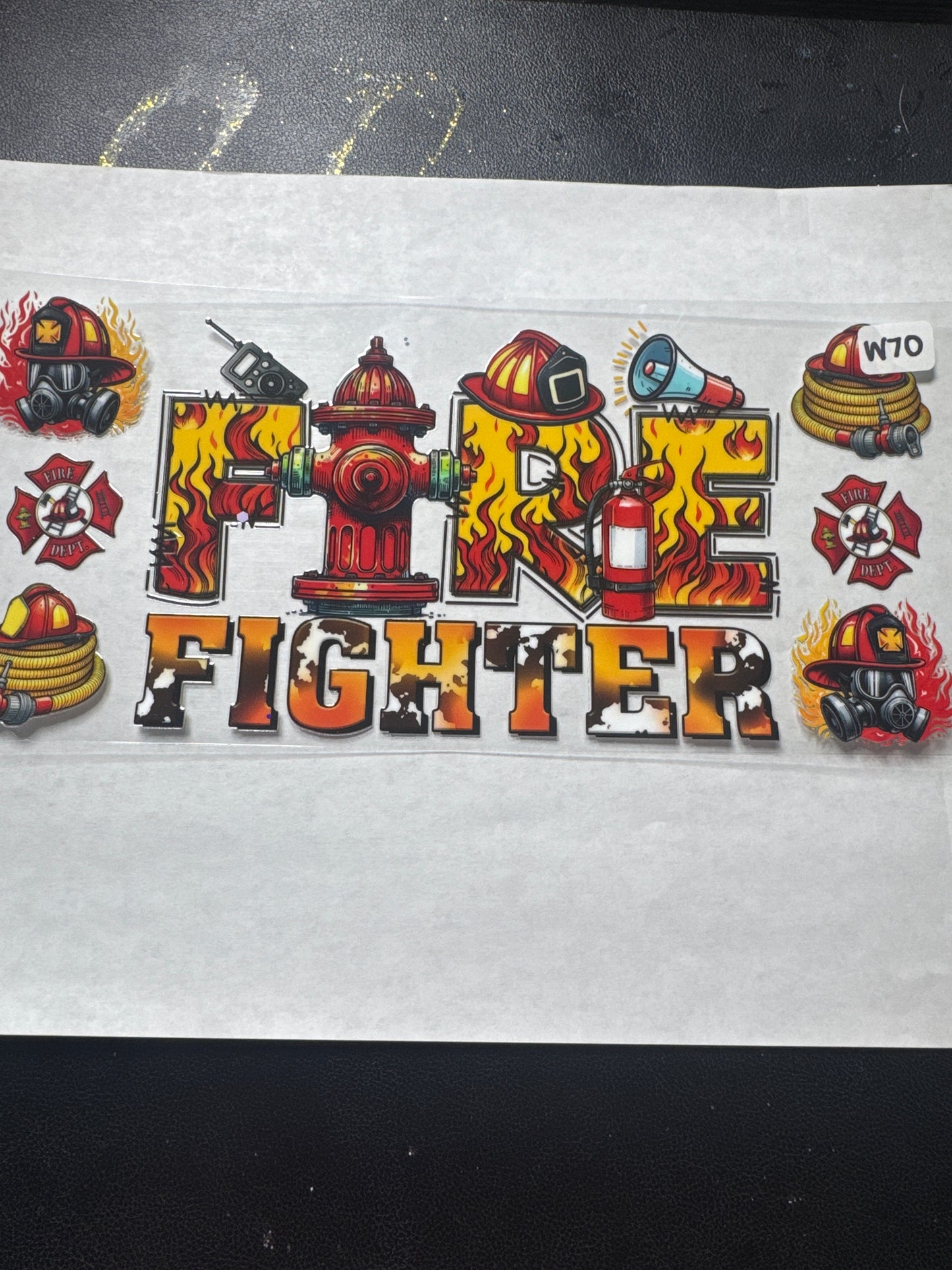 W 70 fire fighter uvdtf wrap