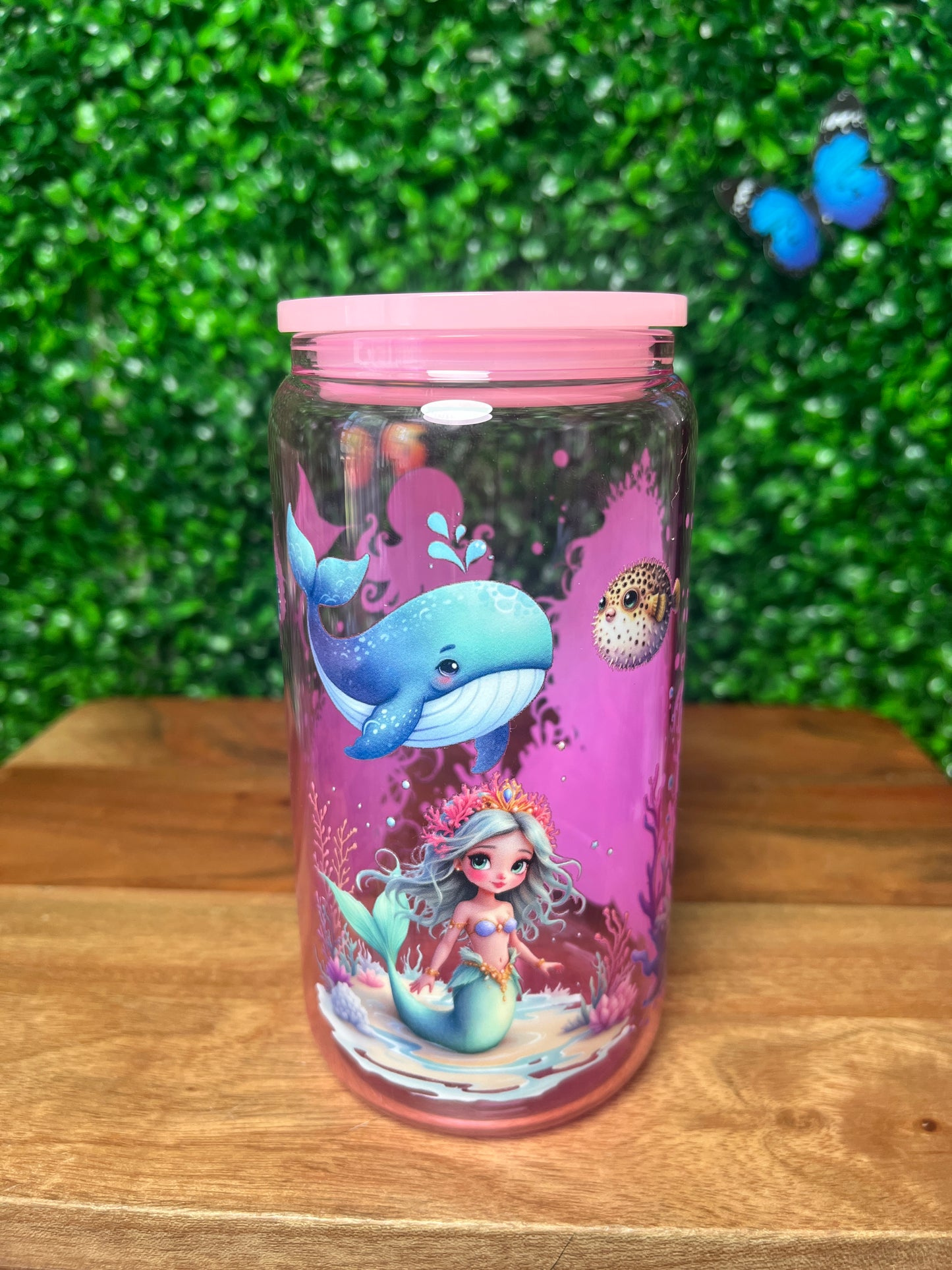 16oz Mermaid Ocean UVDTF Glass Cup