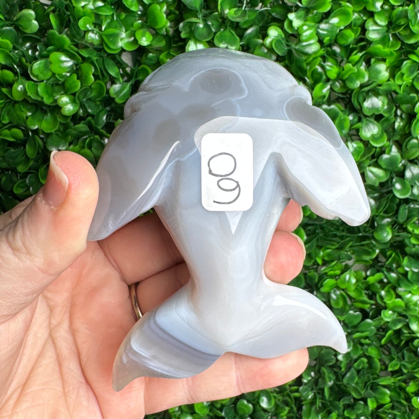 Druzy agate Whale Carving