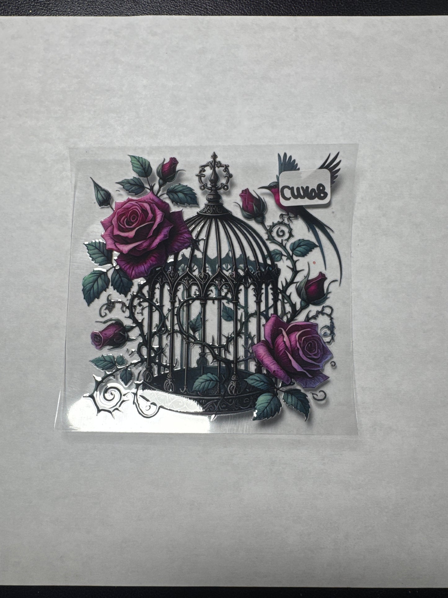 CW68 Bird Cage with Roses uvdtf wrap