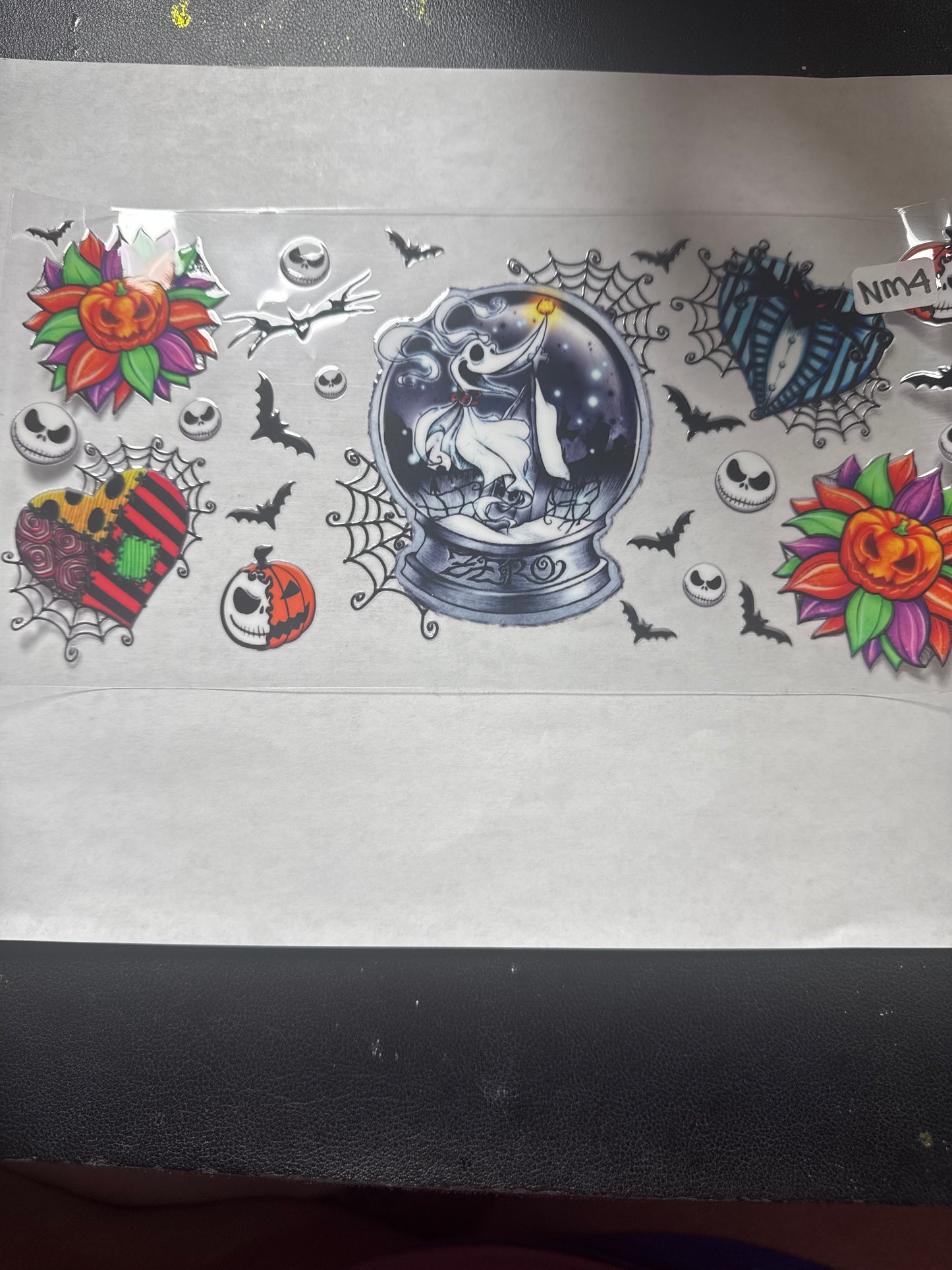 NM4 spooky dog with hearts and bats uvdtf wrap
