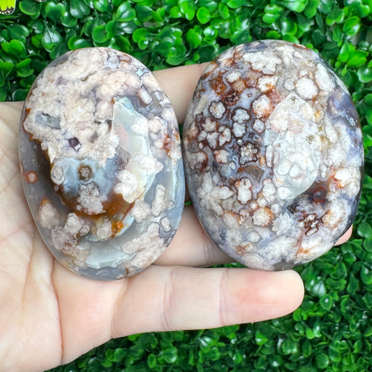 Blue Flower Agate Palm Stones