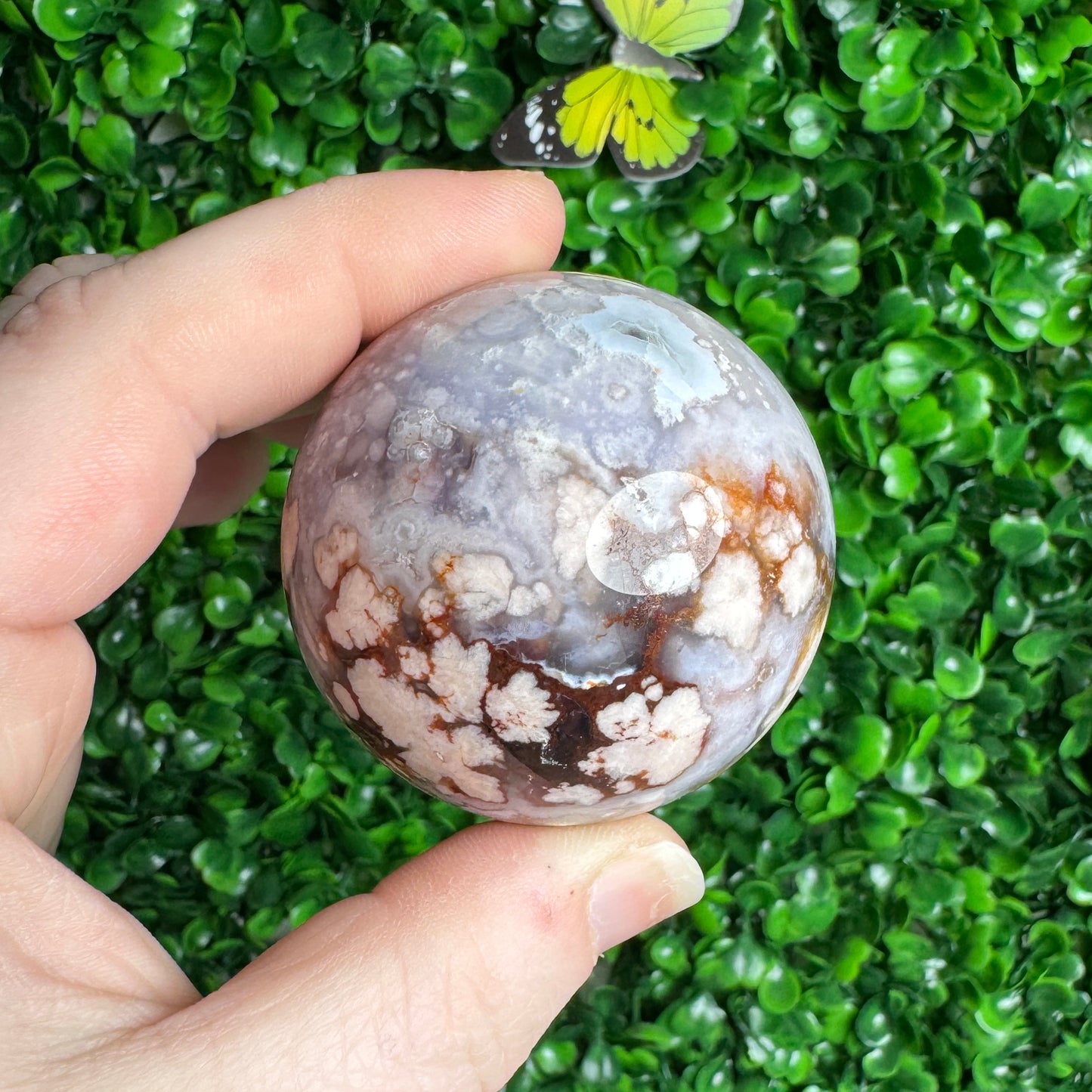 Blue flower agate sphere 42