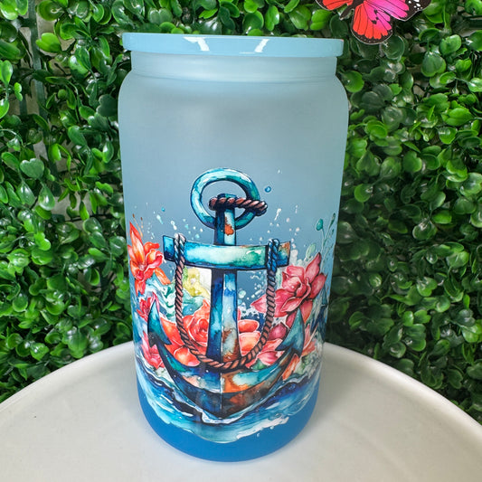 16oz Blue Anchor UVDTF Cup