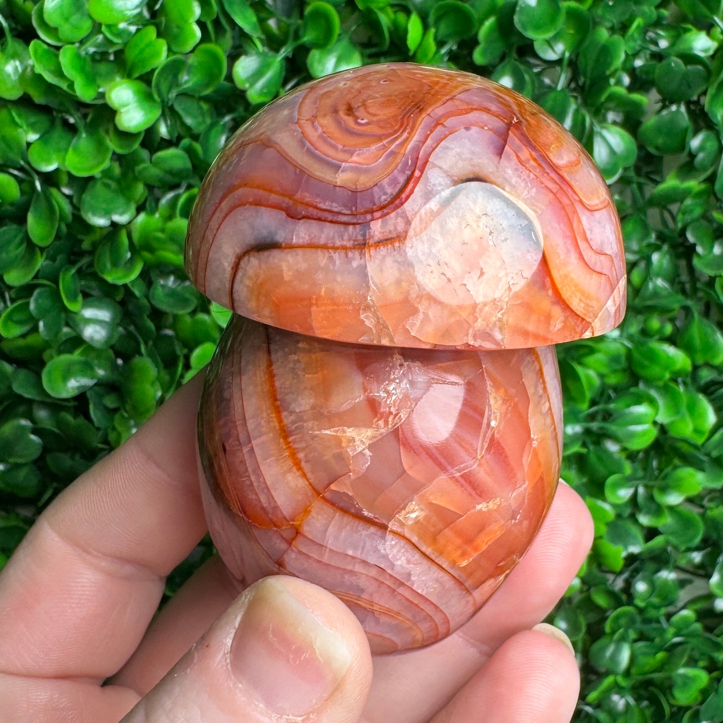 Carnelian mushroom carving
