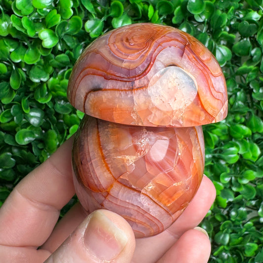 Carnelian mushroom carving