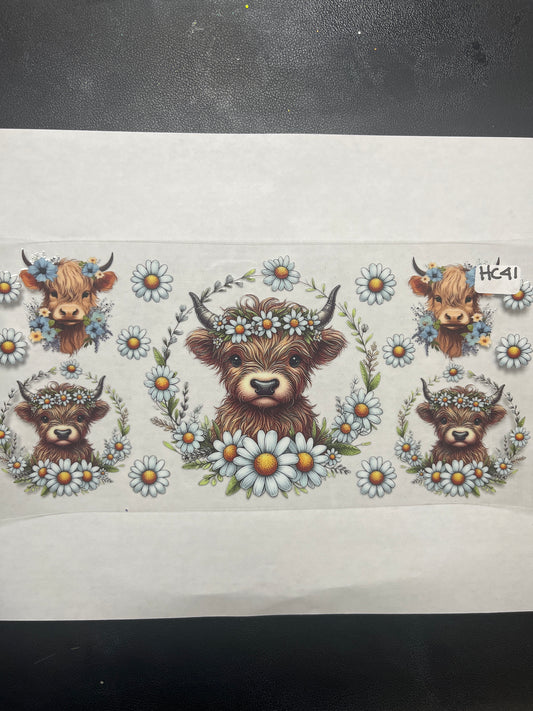 HC41 Highland Cow UVDTF Wrap
