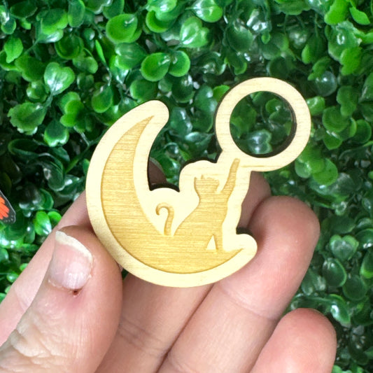 Wooden Cat and moon sphere stand