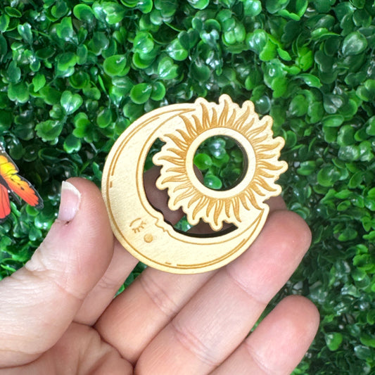Sun and Moon Wooden Sphere Stand