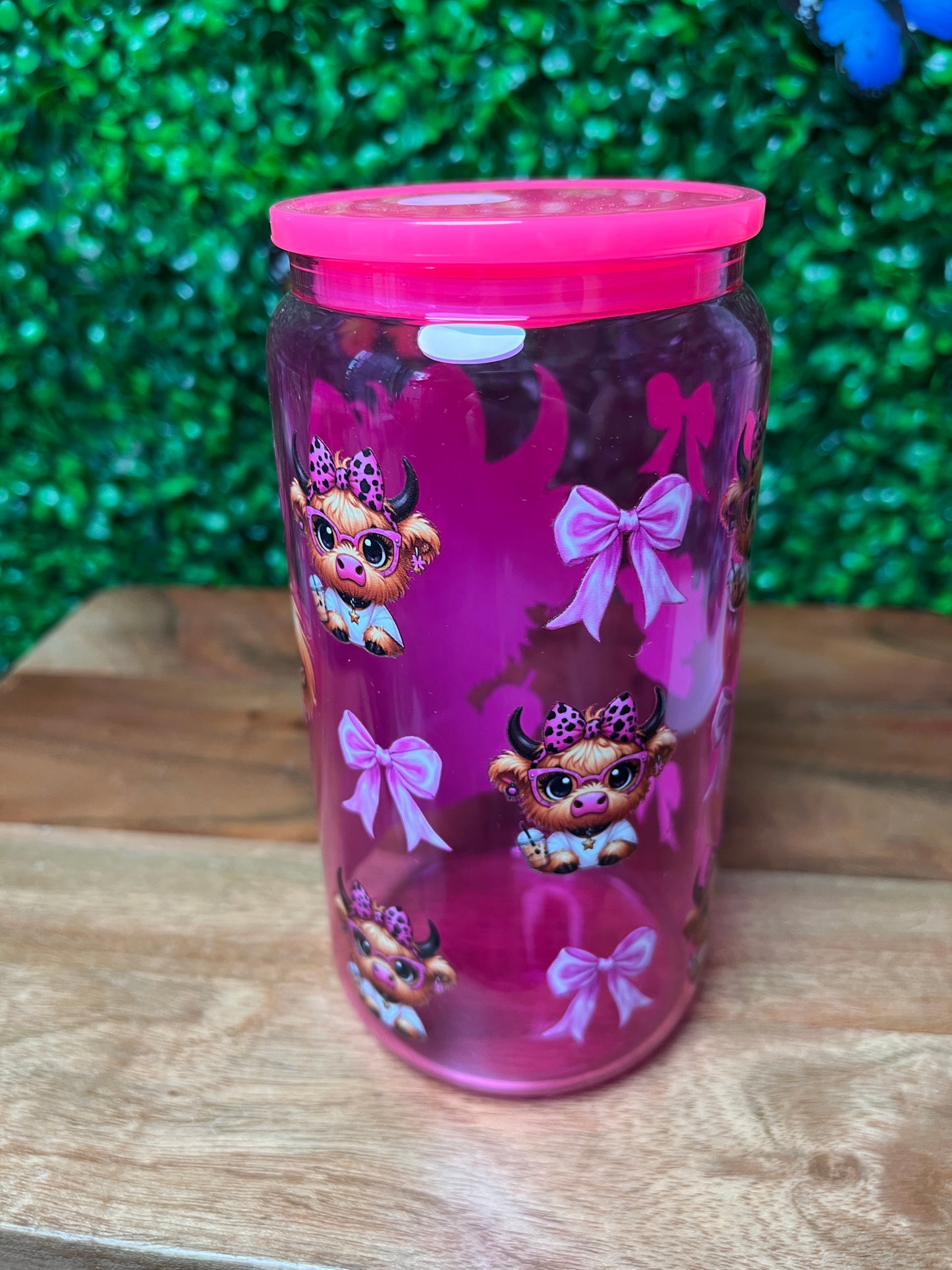 16oz Highland Cow UVDTF Glass Cup