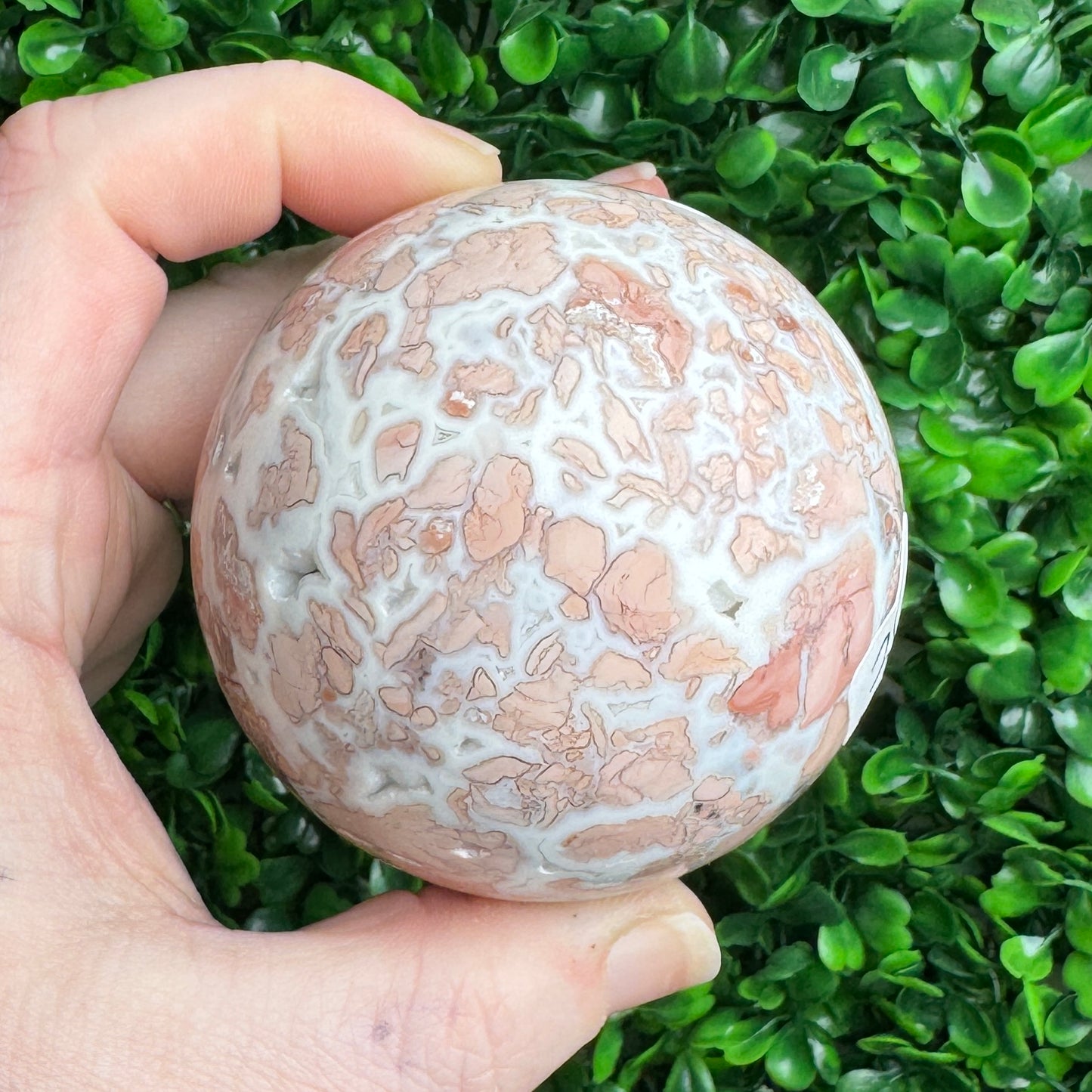 Pink cotton candy agate sphere