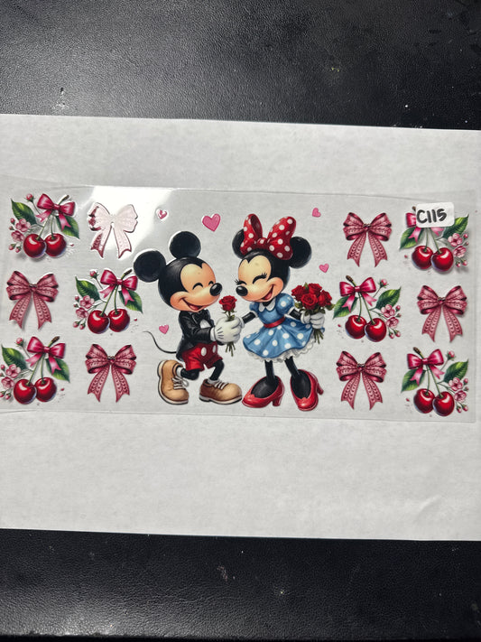 C115 boy and girl mouse with cherry and bows uvdtf wrap