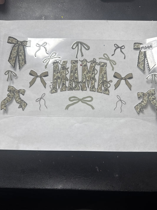 MA64 Camo mama with bows uvdtf wrap