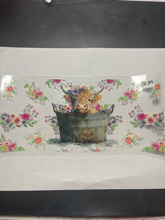 HC34 Highland Cow UVDTF Wrap
