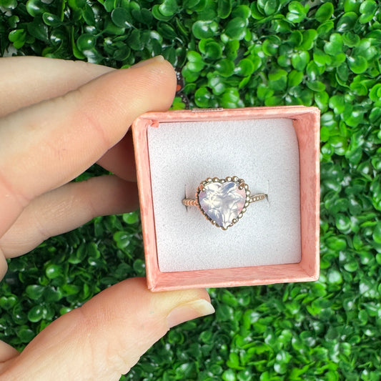 925 Adjustable lavander moon quartz ring