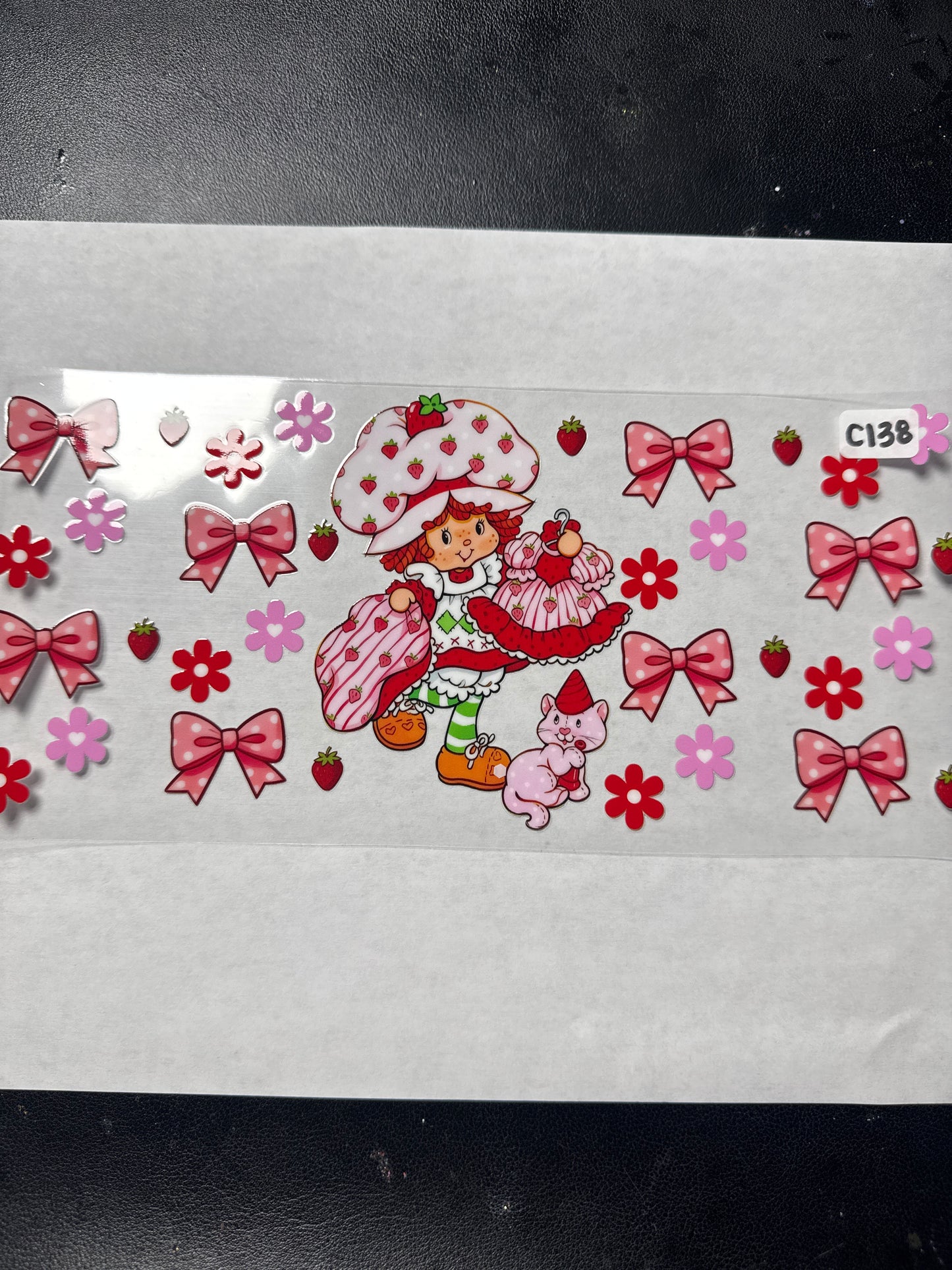 C138 strawberry girl with pink cat uvdtf wrap