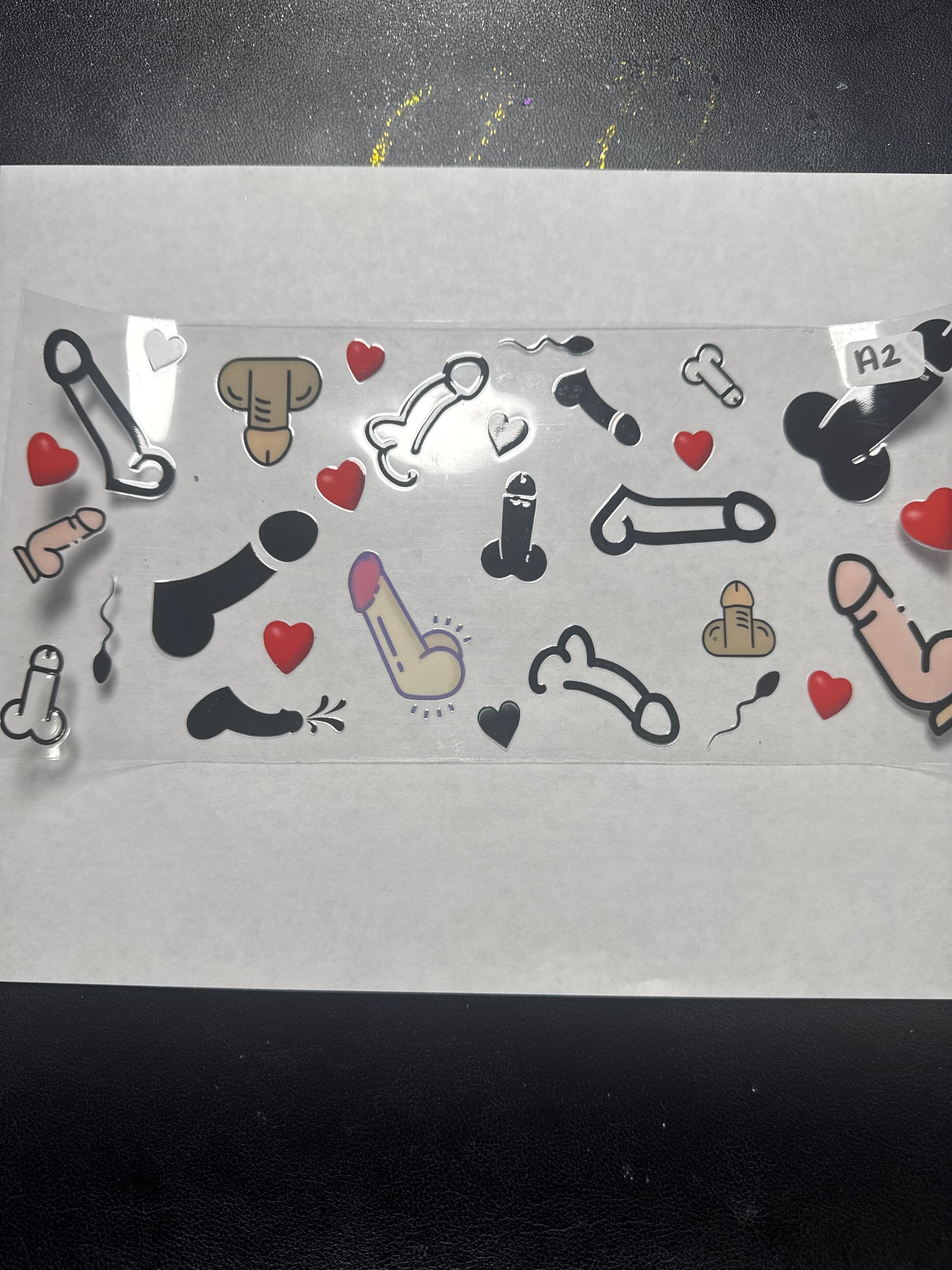 A2 Adult style Peen uvdtf wrap with hearts