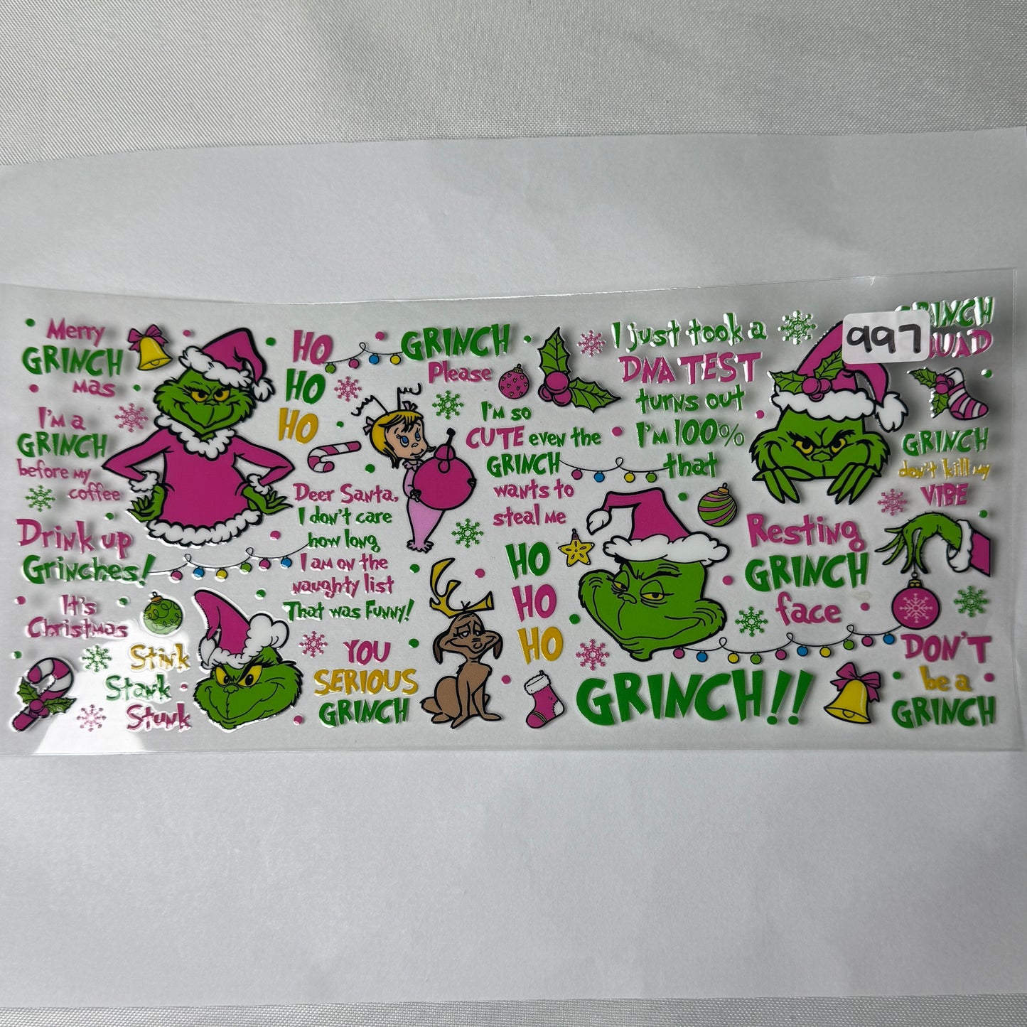 Grumpy Green Man Christmas UVDTF Cup Wraps