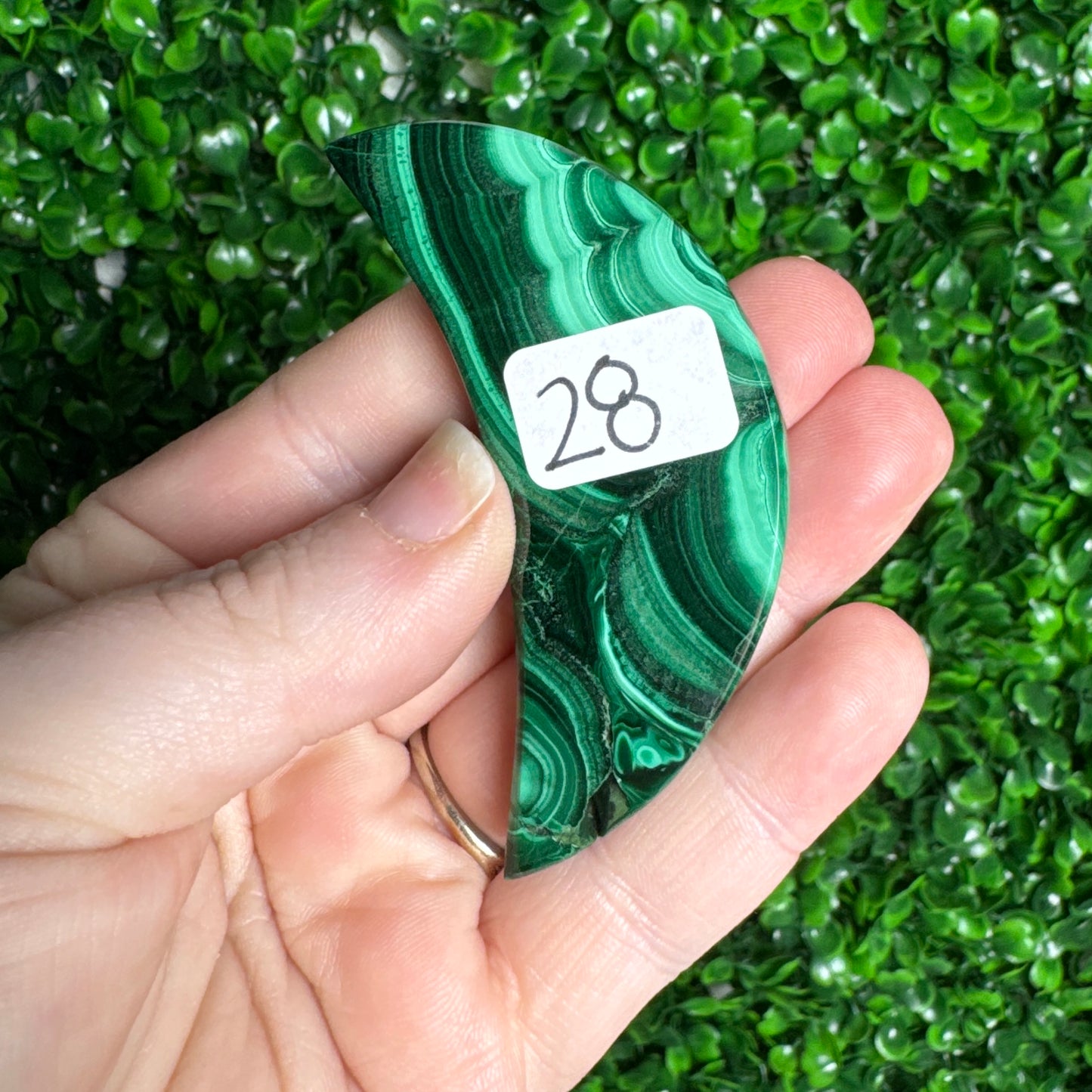 Malachite moon carvings