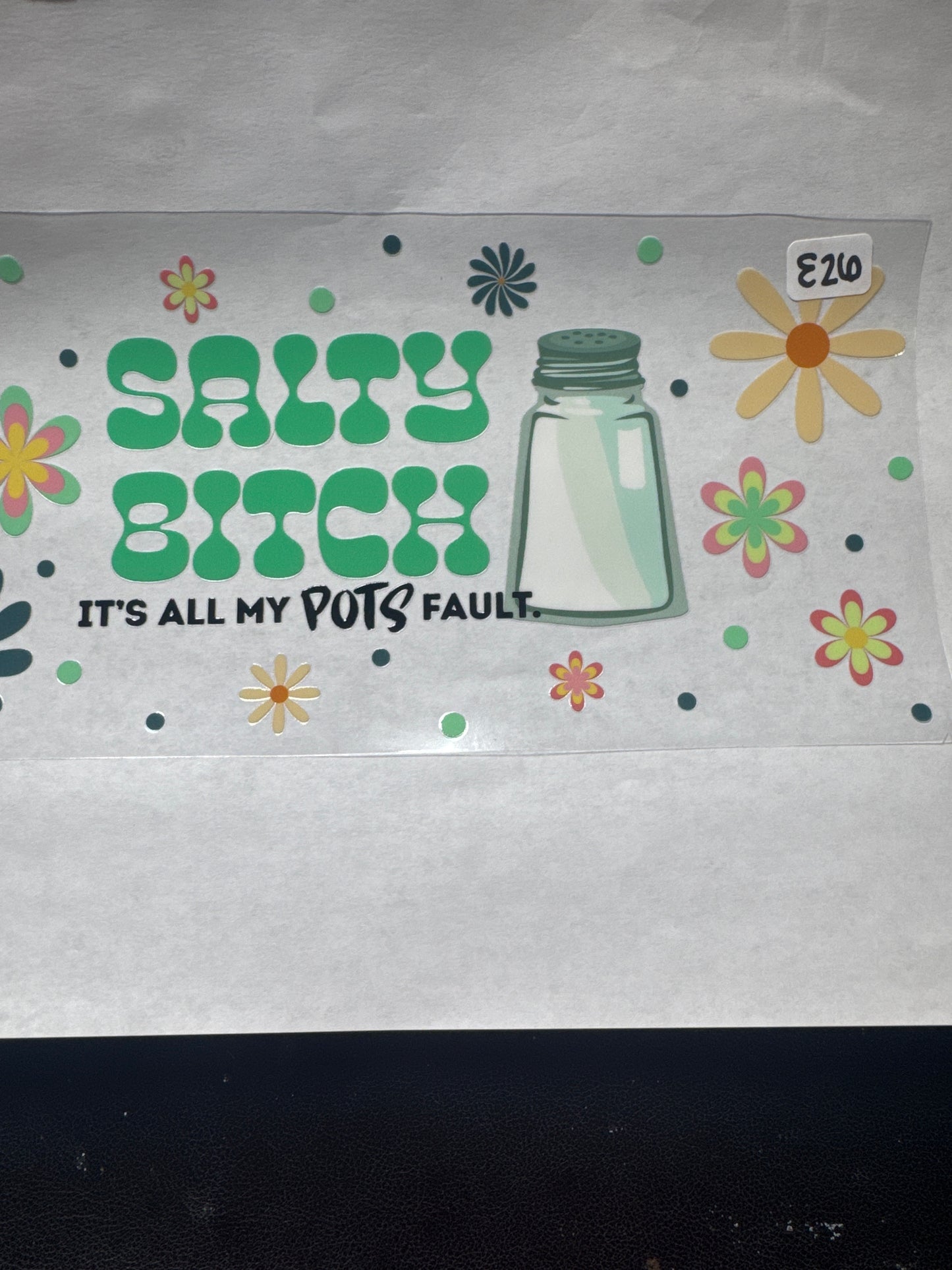 E 26 POTS awareness uvdtf wrap with flowers