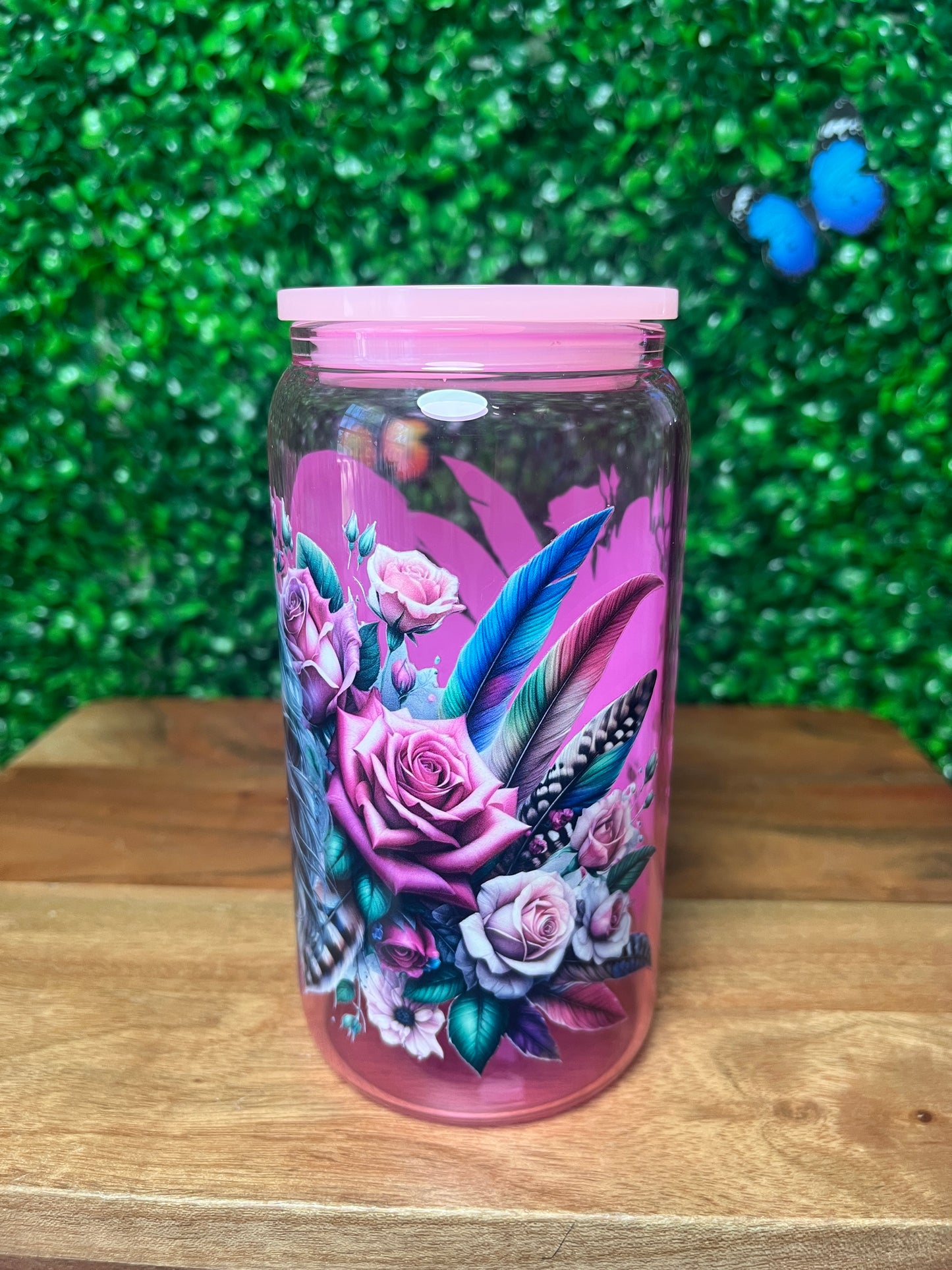 16oz Flowers Girl UVDTF Glass Cup