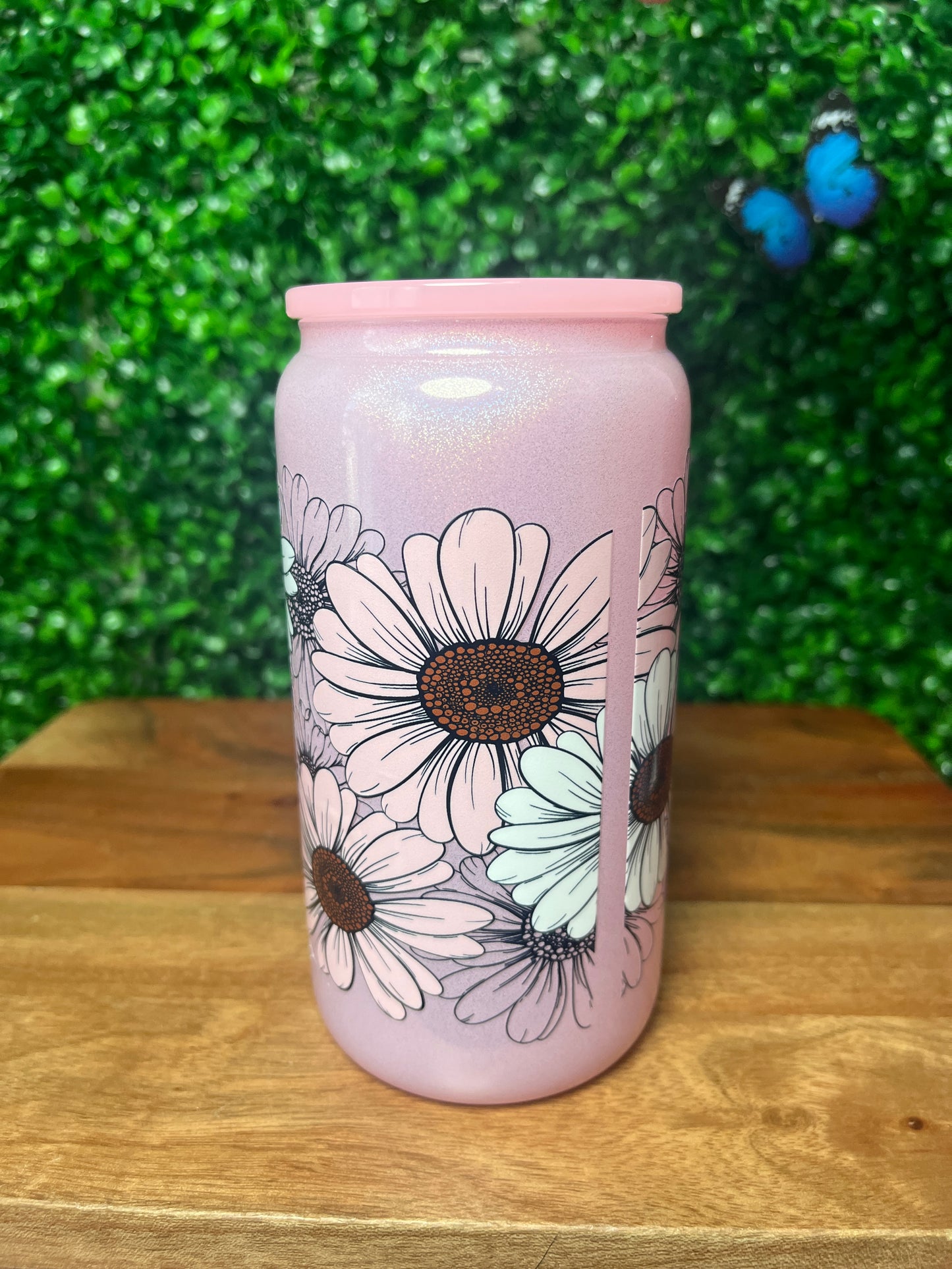 16oz Funny Skull Flowers UVDTF Glass Cup