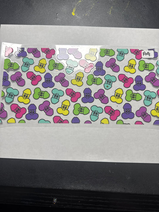 A4 Adult style rainbow Peen uvdtf wrap