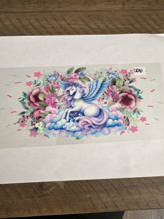 UD6 Unicorn and flowers uvdtf wrap