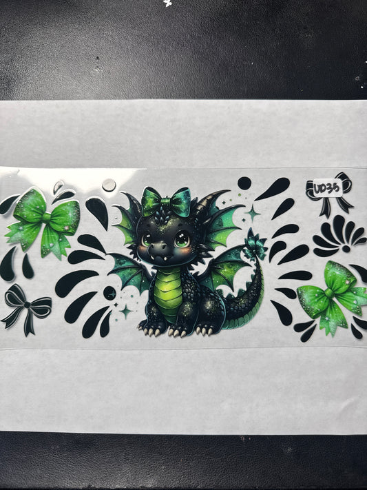 UD35 green and black dragon uvdtf wrap