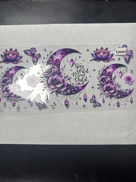 CW57 Purple moon flower and crystal witchy style uvdtf wrap