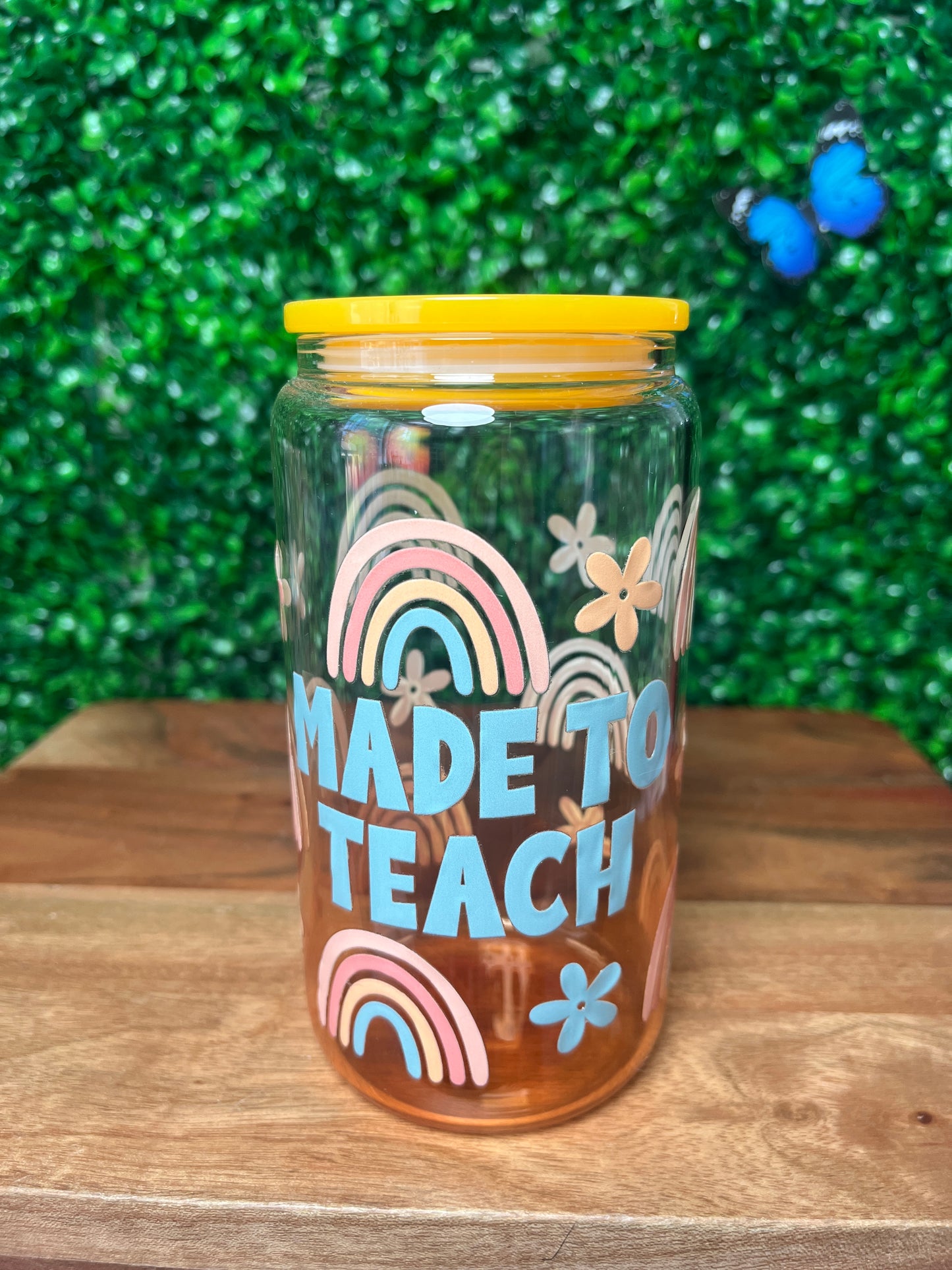 16oz Teacher Rainbow UVDTF Glass Cup