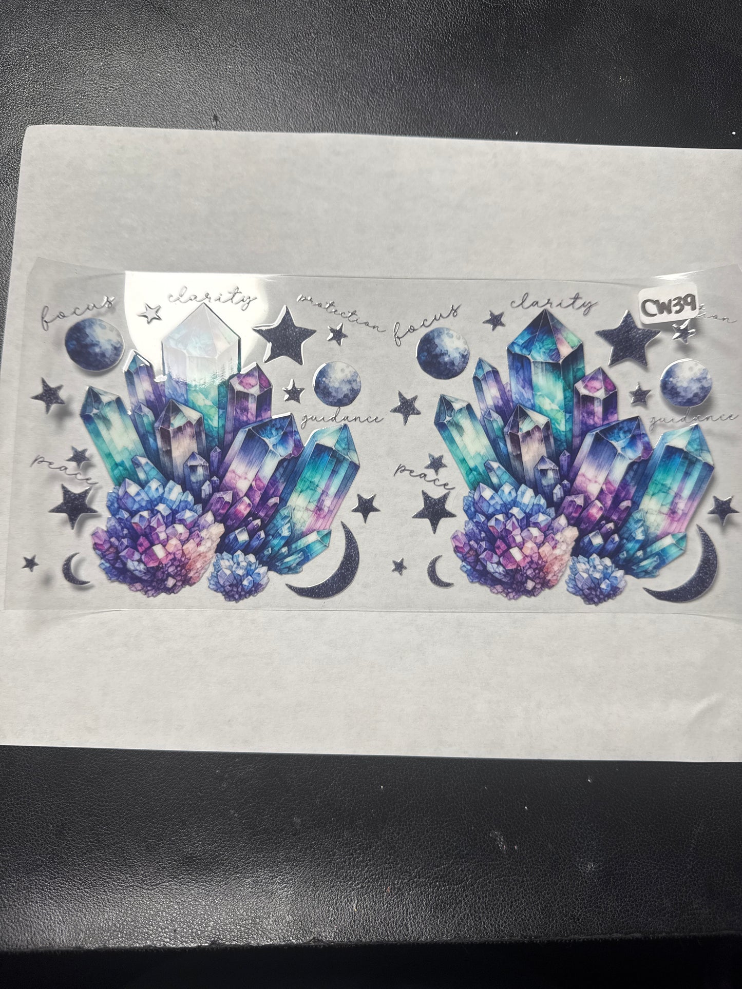 CW39 Purple/BlueTeal Crystal moon and star crystal witchy style uvdtf